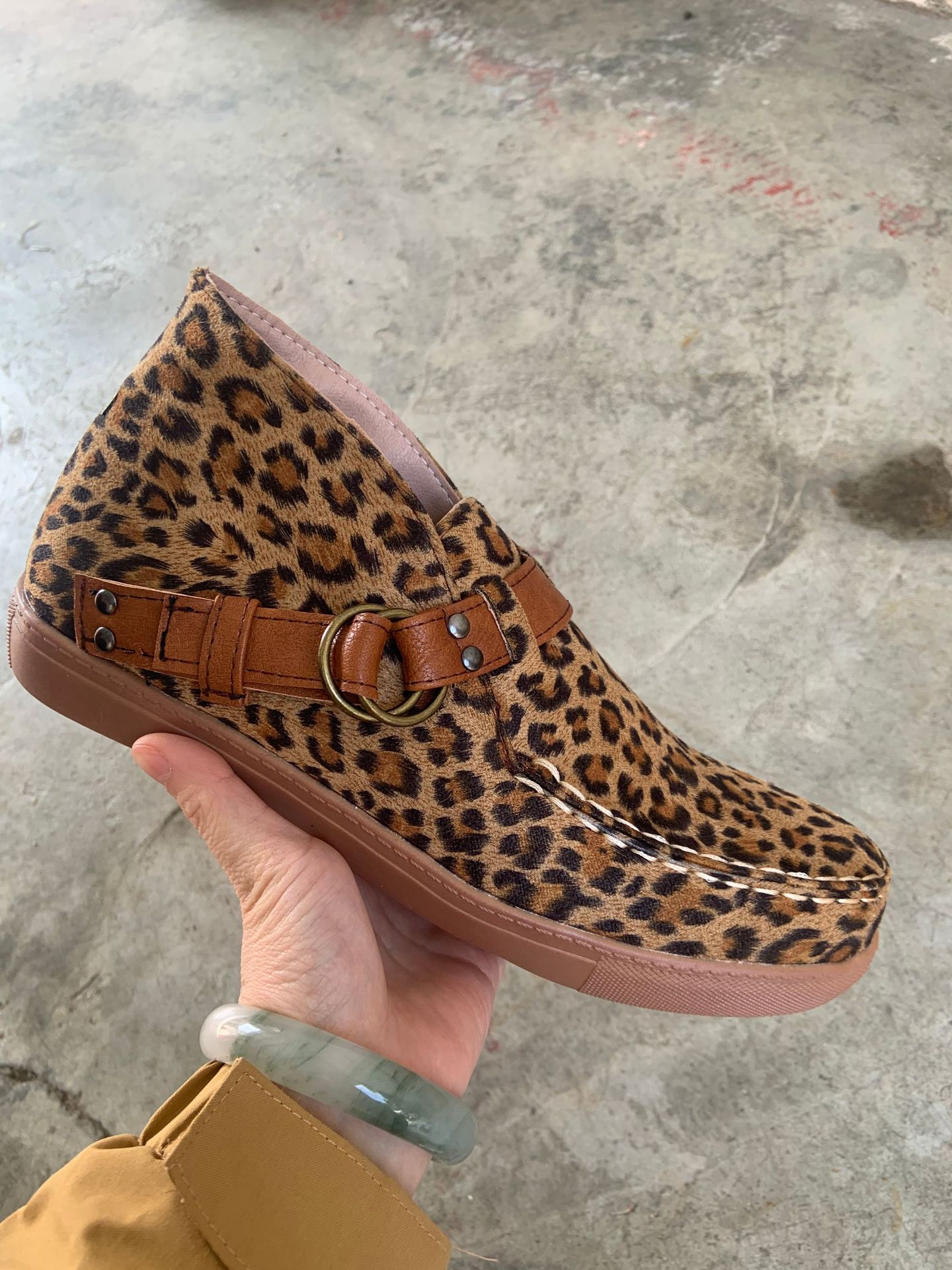 Sarah Express Leopard Print Warm Slip-On Ankle Boots Leopard Print