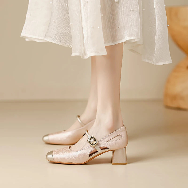 Sarah Express Square Toe Chunky Heel Mary Janes