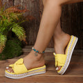 Sarah Express Women's Casual Jute Rope Slip-On Slides Yellow