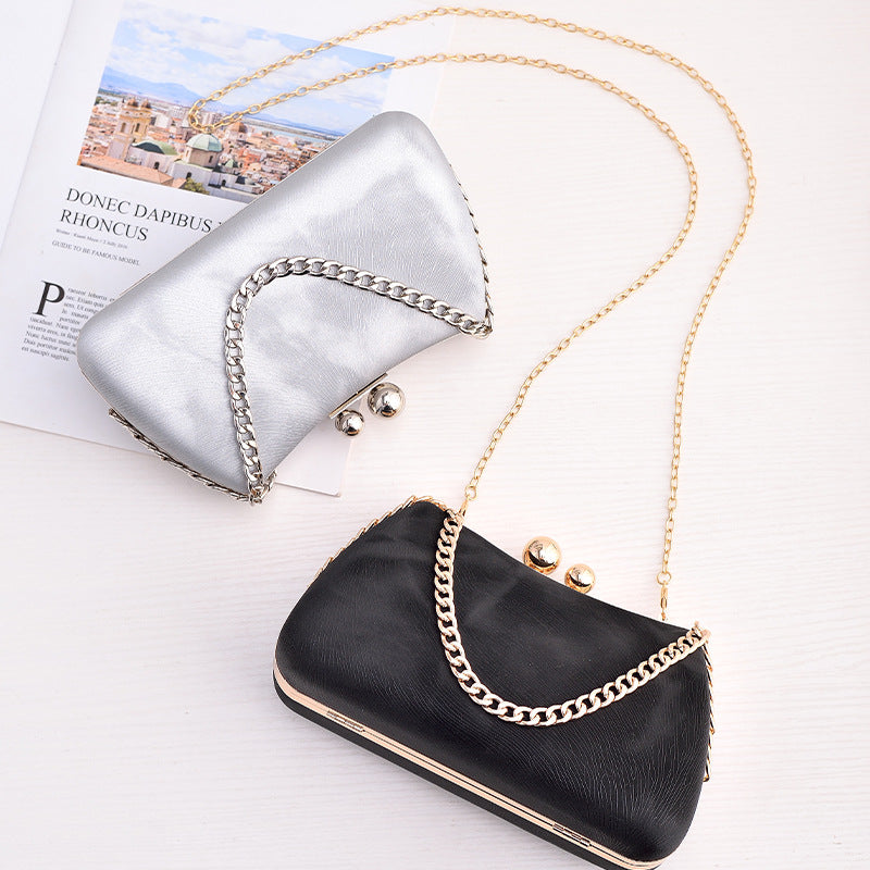 Sarah Express Embossed Chain Lock Evening Crossbody Bag