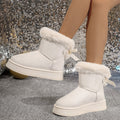 Sarah Express Fleece-Lined Suede High-Shaft Winter Boots Beige