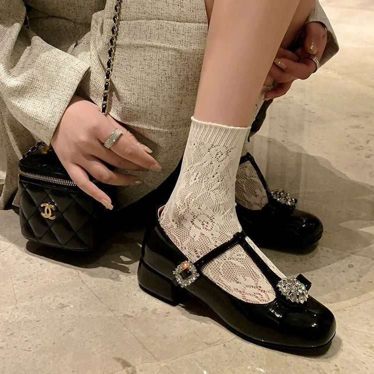 Niche Design SenseT-shaped Single Shoe With Rhinestones For Women 2026 Spring And Autumn New French Style Single Shoe With Mary Zhen Shallow Mouth – product detail alternate view