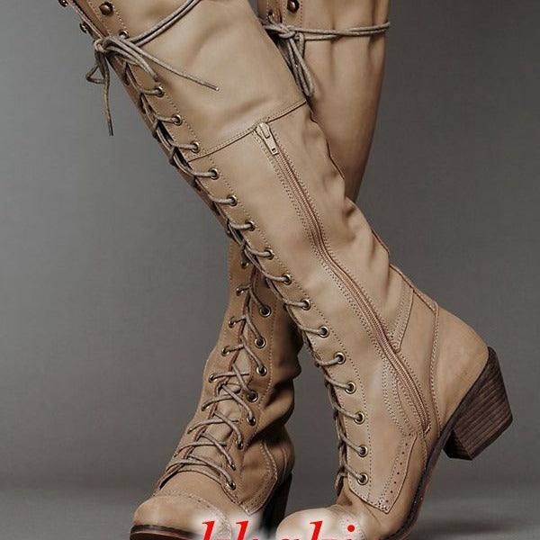 Sarah Express Women's Over-the-Knee Round Toe Boots