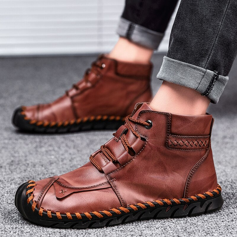 Sarah Express Men's Casual Leather Martin Boots