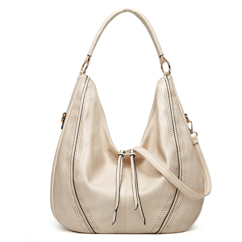 Sarah Express Retro Large Capacity Tassel Tote Bag White 1PCS