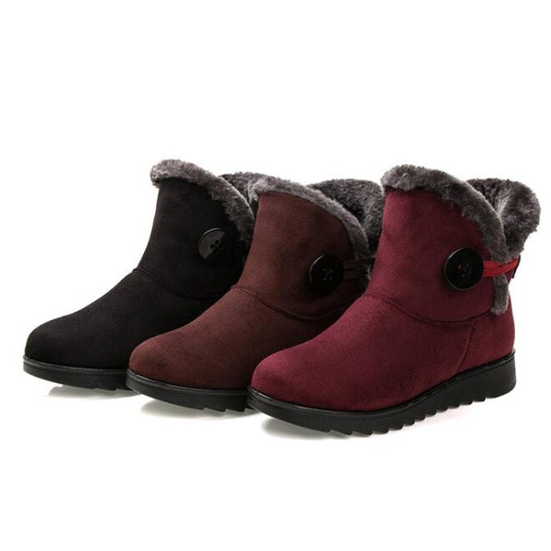 Sarah Express Women's Button Detail Ankle Snow Boots