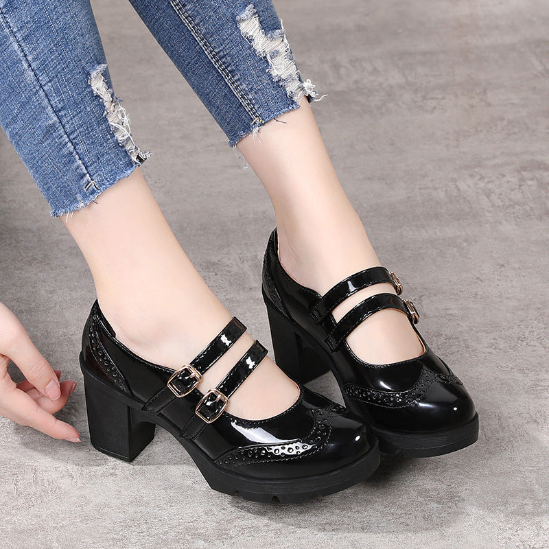 Sarah Express Chunky Patent Leather Wedge Sandals