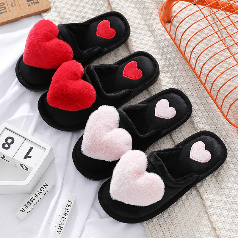 Sarah Express Plush Heart Design Women's Home Slippers