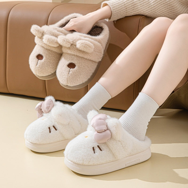 Sarah Express Fluffy Cat Bow Indoor House Slippers