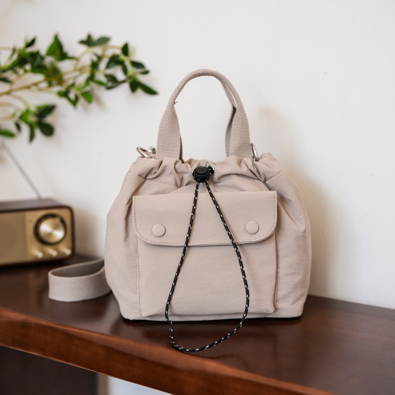 Sarah Express Lightweight Oxford Cloth Bucket Shoulder Bag Linen