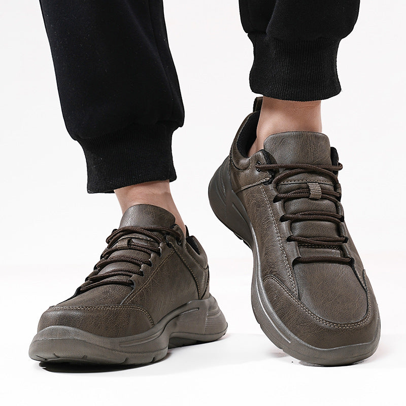 Sarah Express Men's British-Style Microfiber Leather Low-Top Sneakers