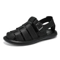 Sarah Express Men's Hand-Woven Closed-Toe Roman Sandals Black