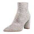 Sarah Express Rhinestone Embellished Suede Ankle Boots Rhinestone Pink
