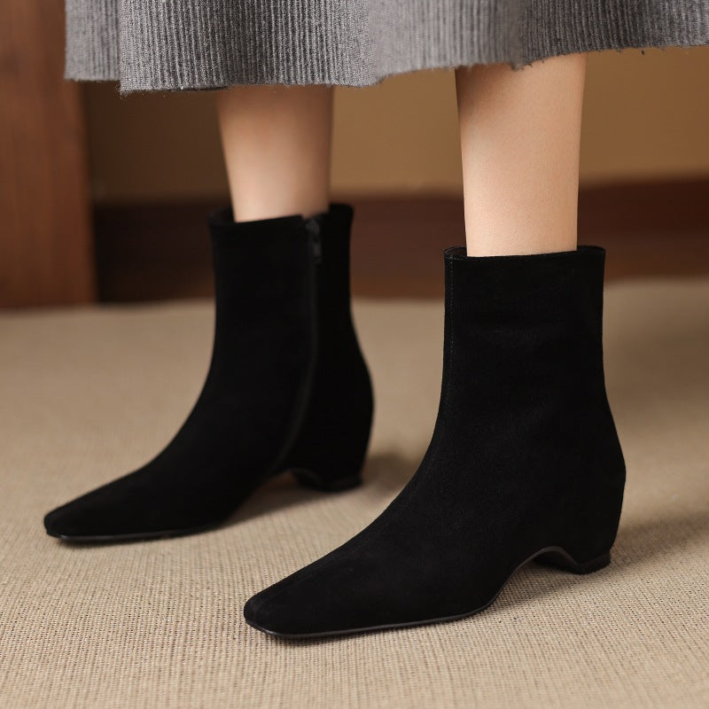 Sarah Express Square Toe Fleece Lined Ankle Boots