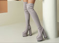 Sarah Express Over-the-Knee Chunky Platform Boots Gray