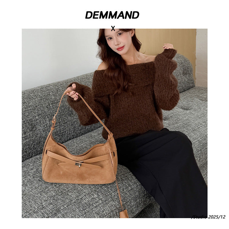 Sarah Express Matte Cowhide Leather Structured Crossbody Bag