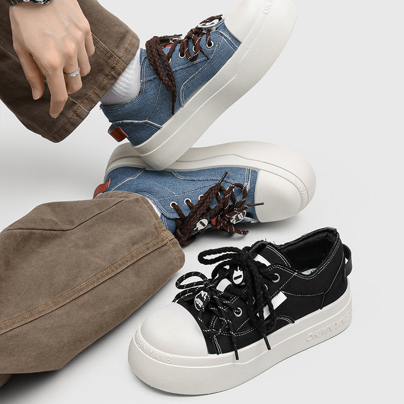 2026 New Spring Couple Canvas Skate Shoes, Toe-cap Height-increasing Casual Sneakers For Students & Men – product detail alternate view
