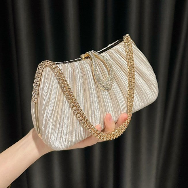 Sarah Express Pleated Satin Evening Clutch Bag