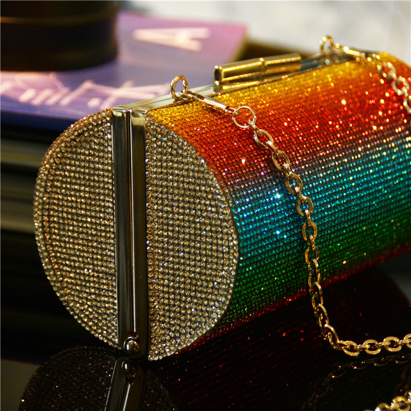 Sarah Express Rainbow Gradient Rhinestone Evening Clutch Bag