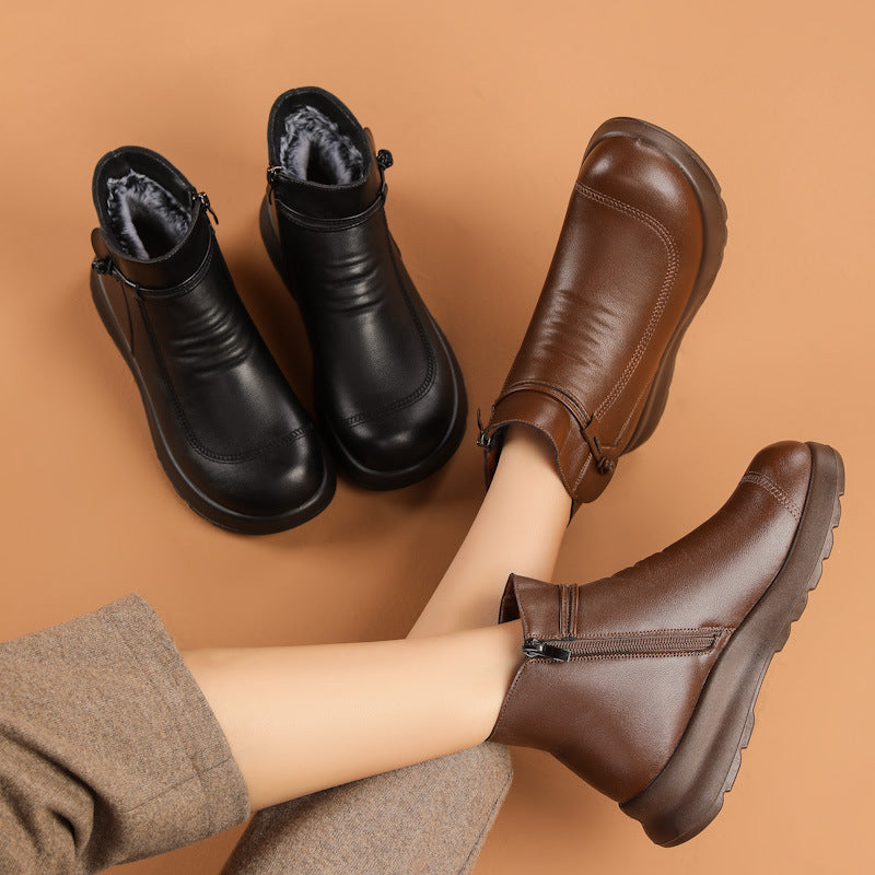 Sarah Express Fleece-Lined Winter Booties with Side Zipper
