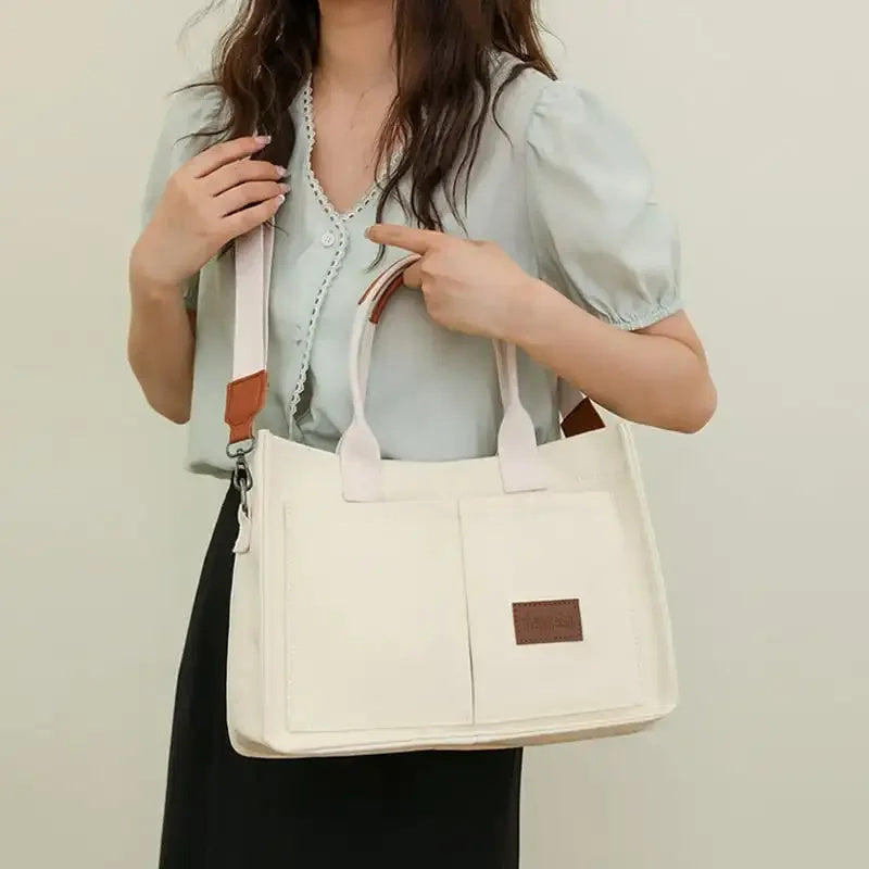 Sarah Express Canvas Multi-Pocket Tote and Crossbody Bag