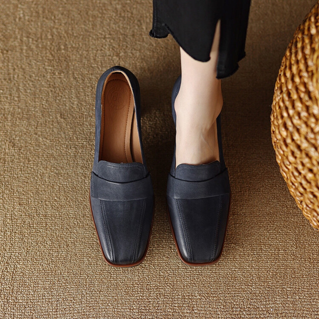 Sarah Express Square Toe Chunky Heel Dress Shoes