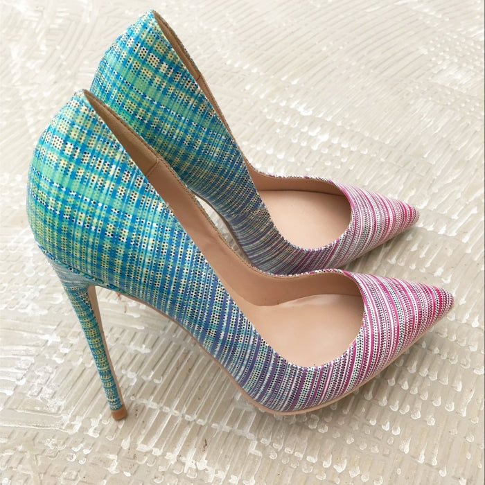 Sarah Express Gradient Pointed Toe Stiletto Heels Pink blue