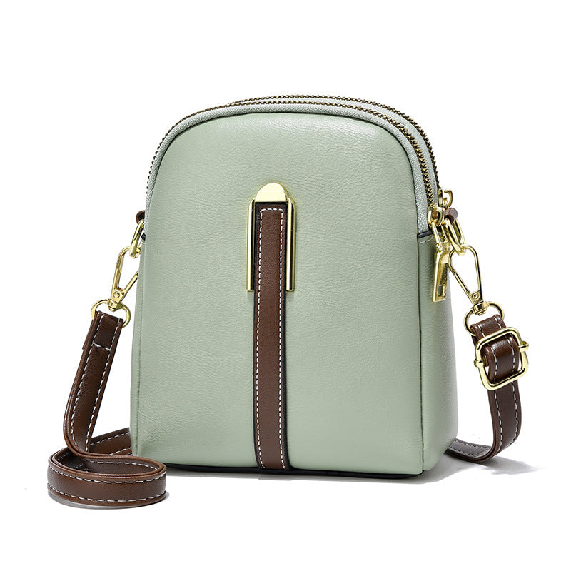 Sarah Express Vertical Soft Leather Crossbody Messenger Bag Green
