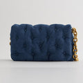 Sarah Express Oversized Quilted Denim Crossbody Bag Blue