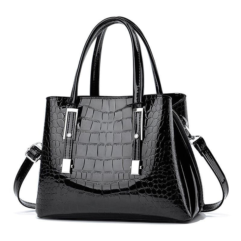 Sarah Express Crocodile Pattern Bucket Style Crossbody Bag Black