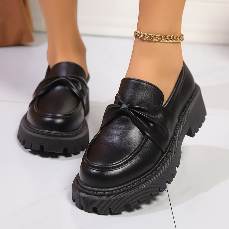 Sarah Express Retro Round-Toe Chunky Block Heel Loafers