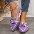 Sarah Express Knitted Mesh Bow-Tie Pointed-Toe Flats Purple