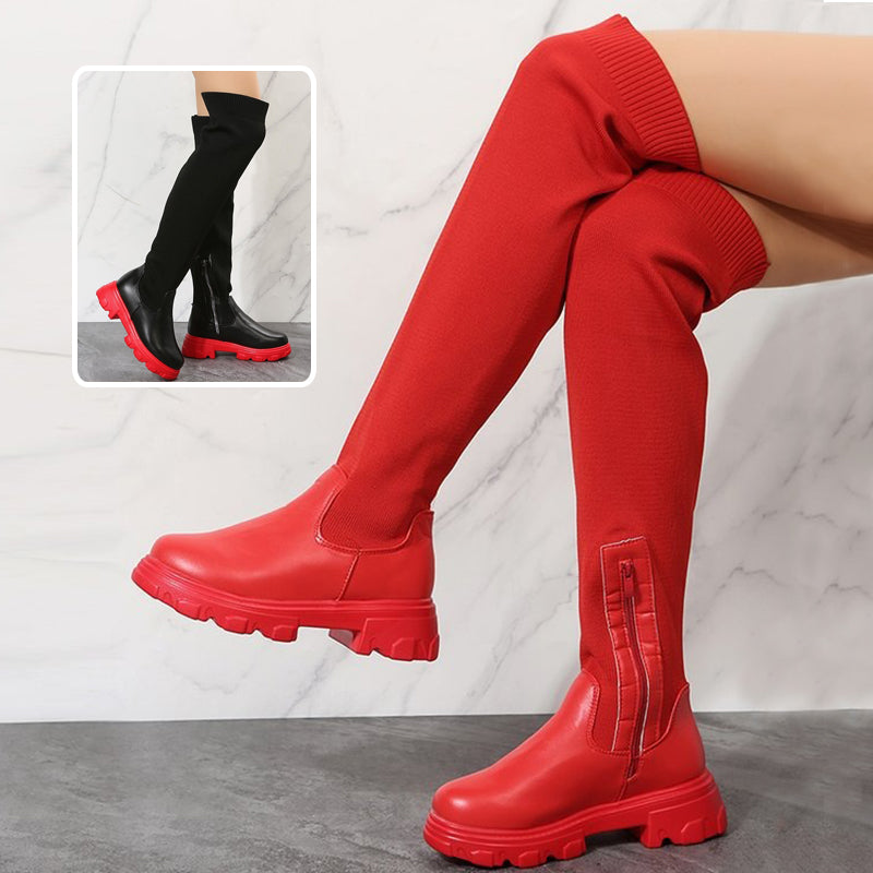 Sarah Express Women's Knee High Side Zipper Boots