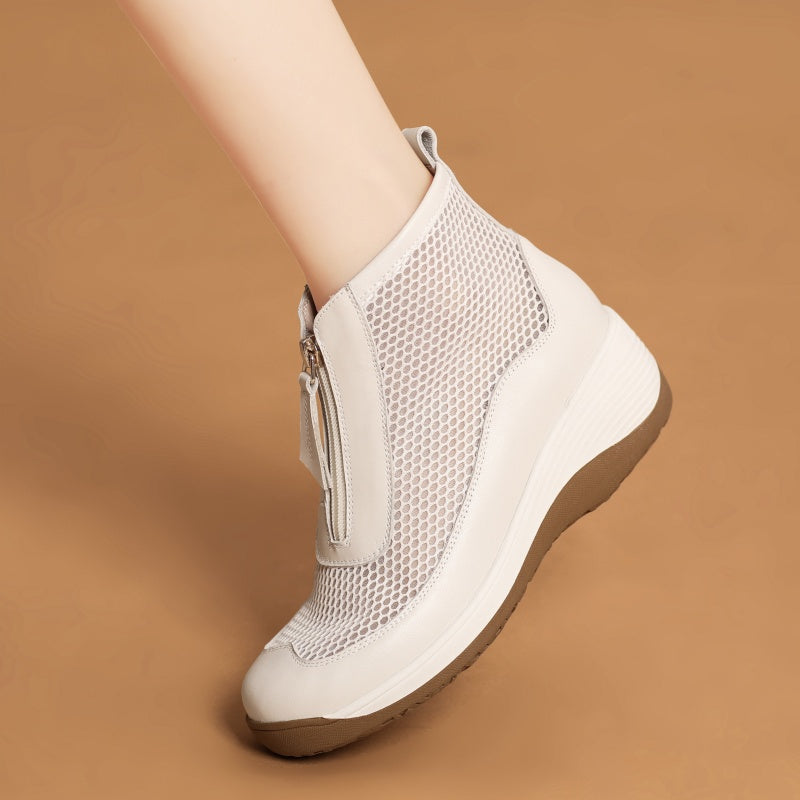 Sarah Express Breathable Mesh Front Zipper Ankle Boots