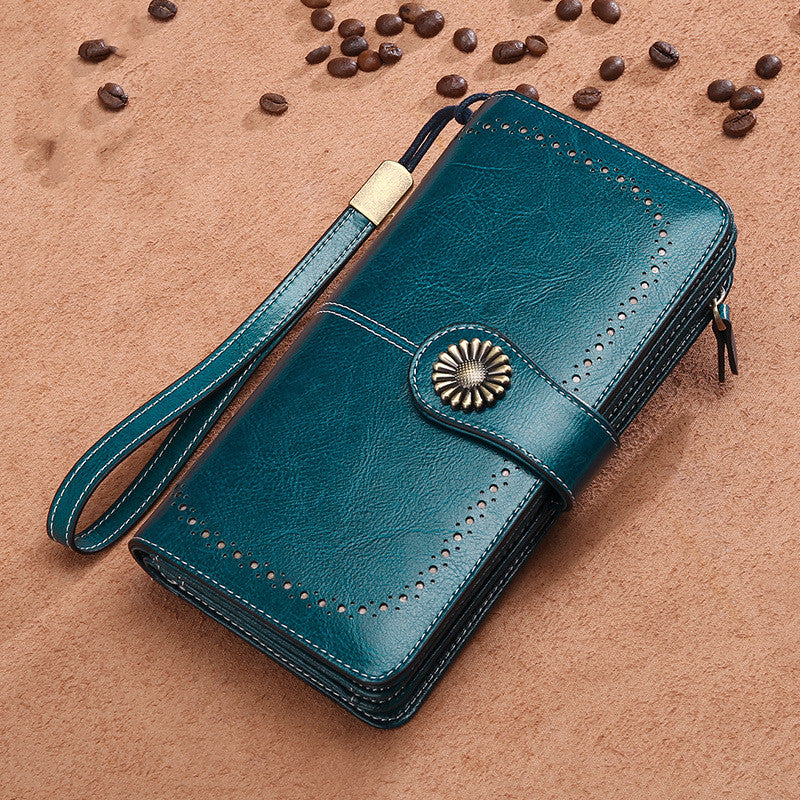 Sarah Express Hollow Design Long Women Clutch Wallet Green