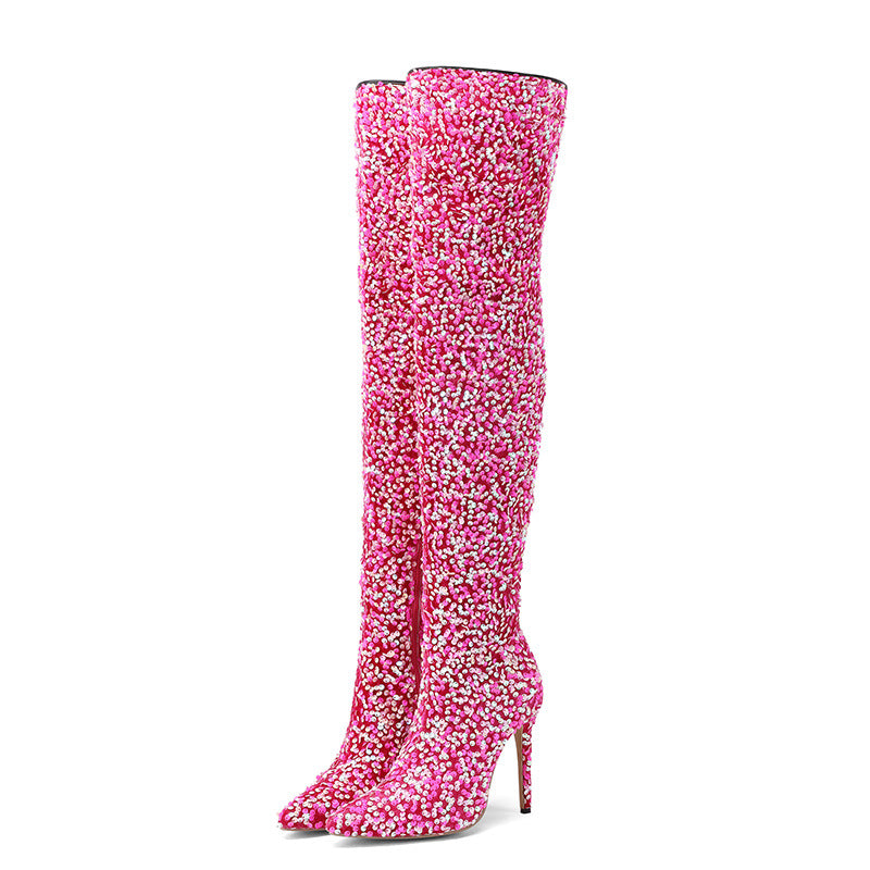 Sarah Express Sequin Over-the-Knee Stiletto Boots