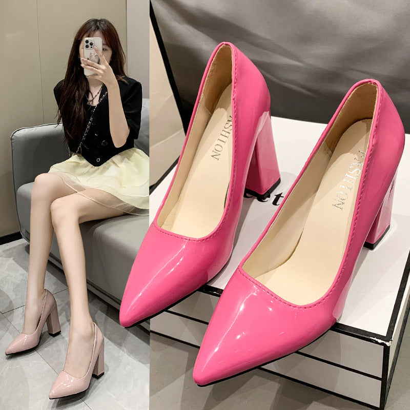 Sarah Express Pointed-Toe Chunky Block Heel Pumps