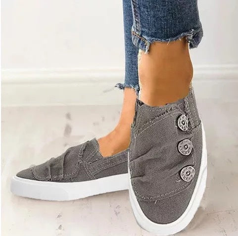 Sarah Express Women's Casual Breathable Lace-Up Sneakers Grey