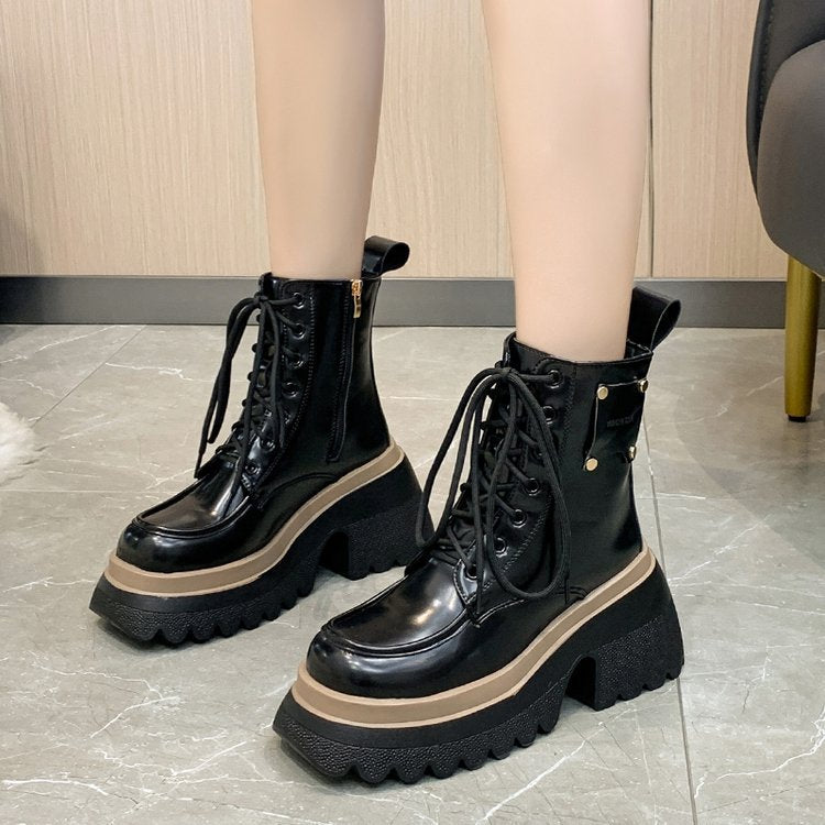 Sarah Express Women's Casual Platform Lace-Up Boots