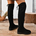 Sarah Express Elastic Suede Knee High Boots Black