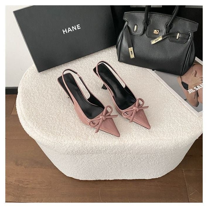 Sarah Express Bow-Knot Pointed-Toe Slingback Stiletto Sandals