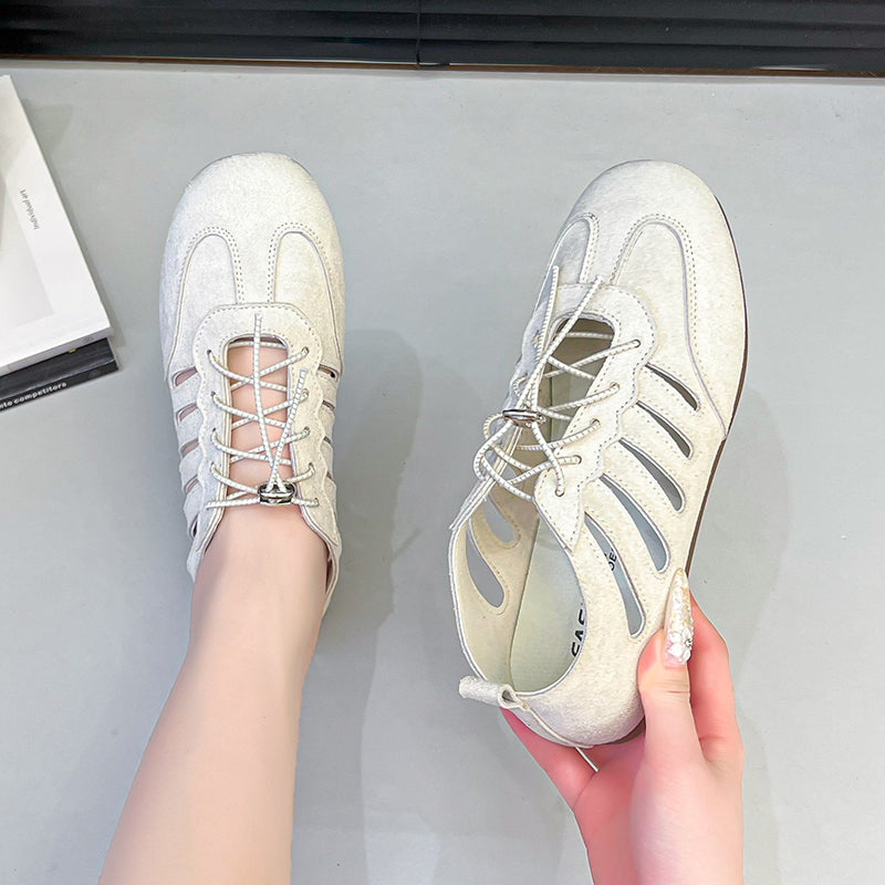 Sarah Express Breathable Hollow Lace-Up Platform Flats