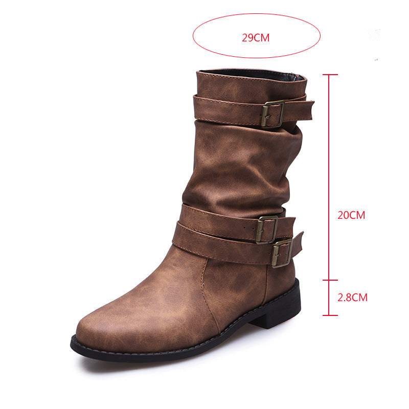 Sarah Express Vintage Buckle Combat Boots