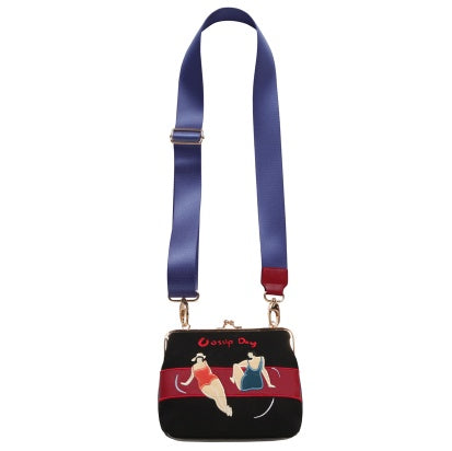 Sarah Express Embroidered Vintage Messenger Bag Black