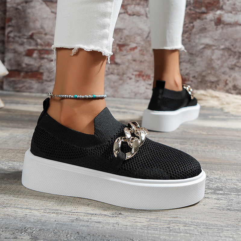 Sarah Express Breathable Mesh Chain Detail Slip-On Flats