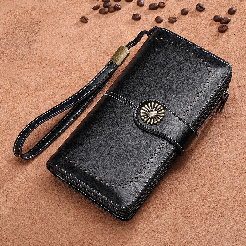 Sarah Express Hollow Design Long Women Clutch Wallet Black