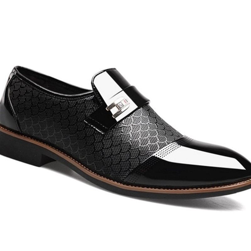 Sarah Express Men's Patterned Office Dress Flats Black