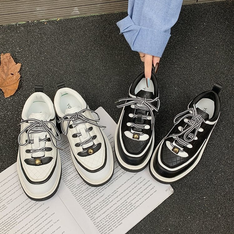 Retro Color Block Lace-Up Sneakers – lace-up detail alternate view 4