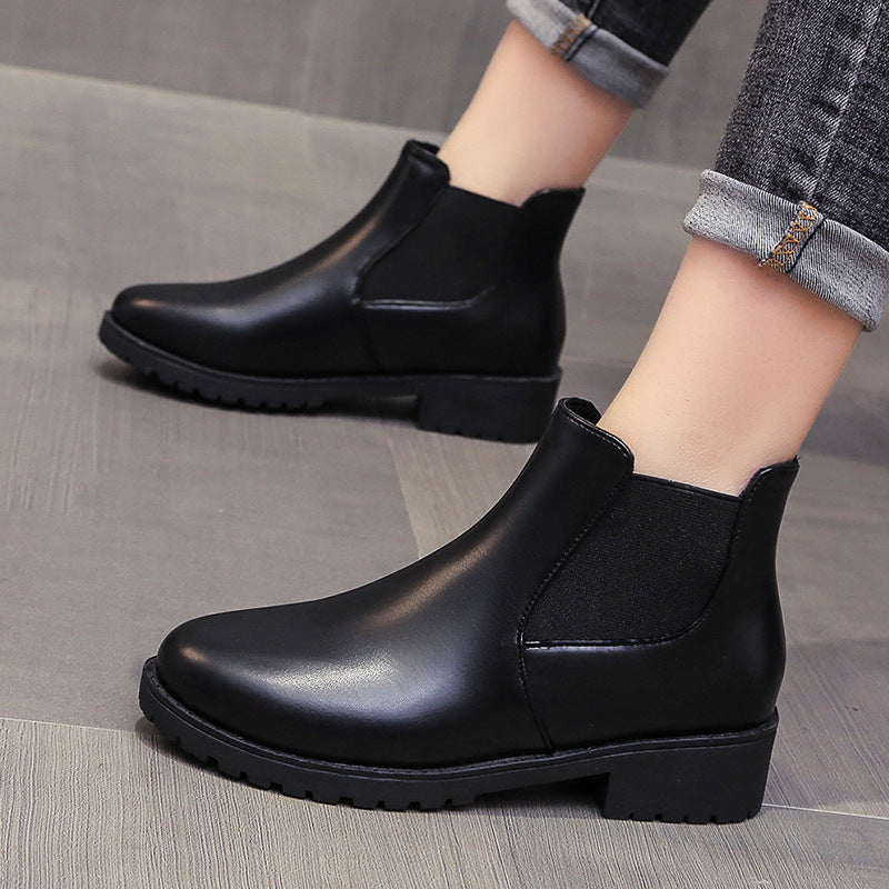 Sarah Express Red Chunky Heel Ankle Boots