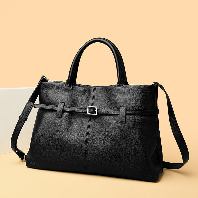 Sarah Express Genuine Leather Tote Handbag with Chain